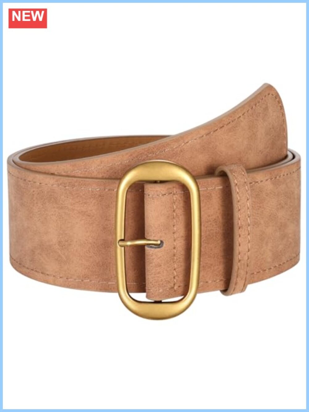 SUOSDEY Women Wide Waist Belt Suede Chunky Gold Buckle Dress Belt